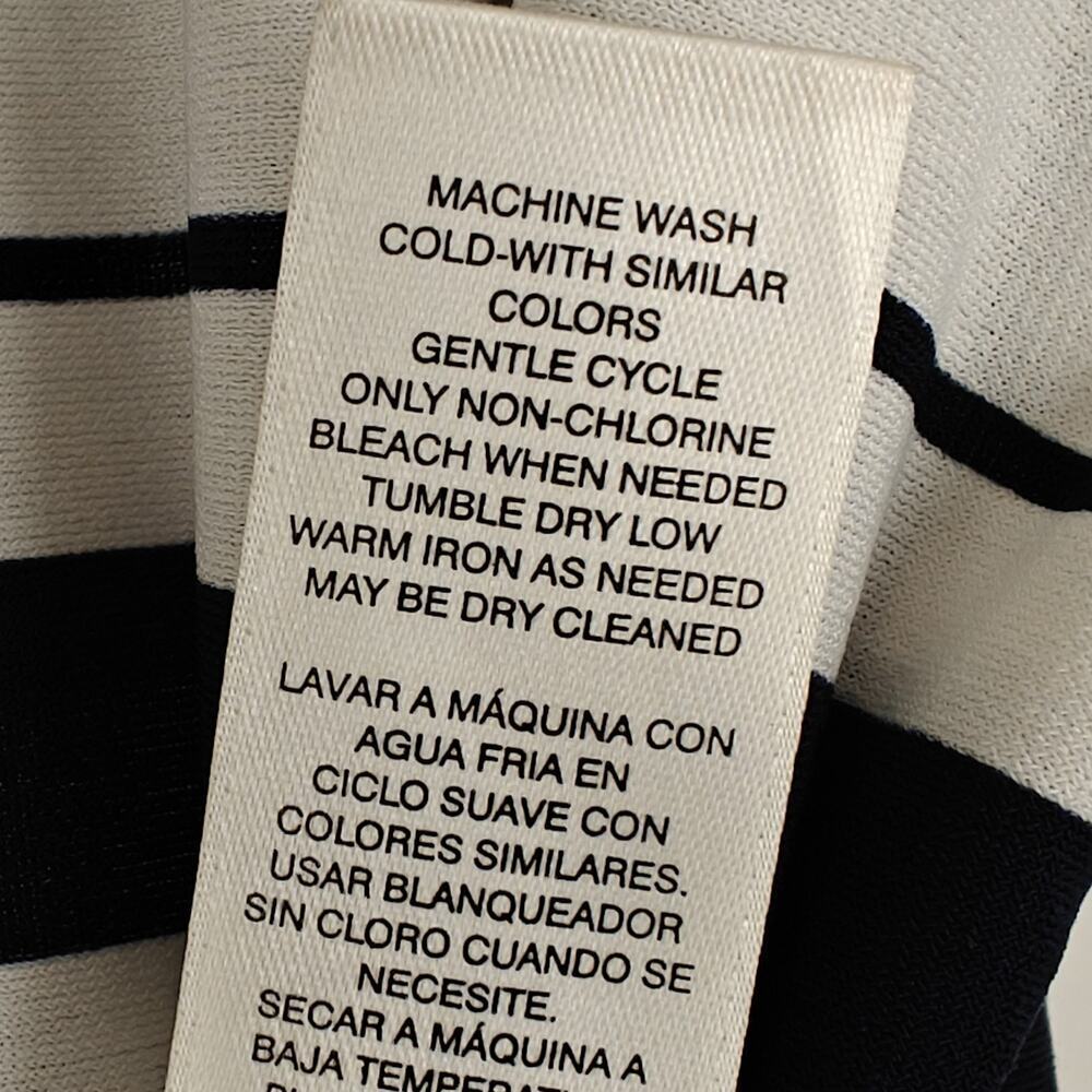 Chico's Coastal Striped Long Tunic Top Size Large / 2 Navy Blue White Stretch - Picture 7 of 7